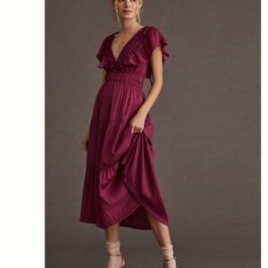 Anthropologie ruffle tiered midi dress